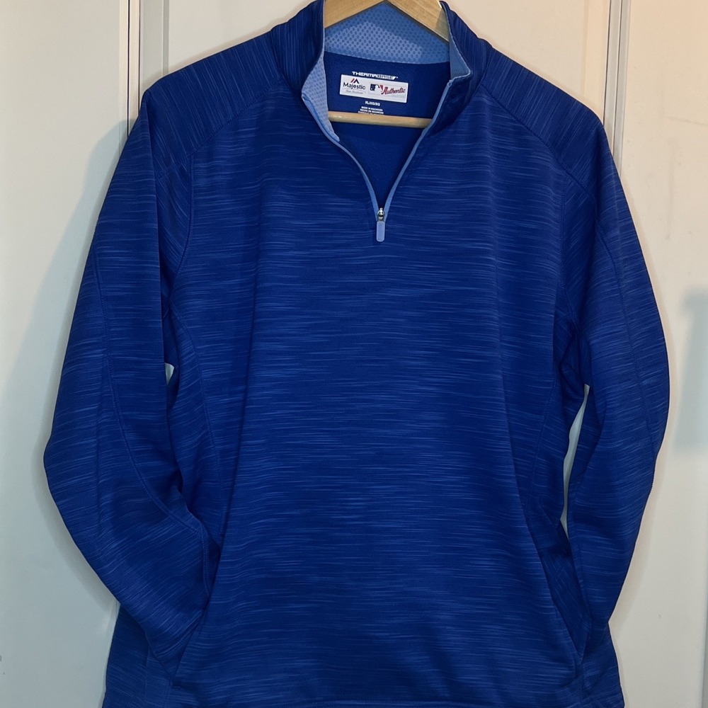 MLB Majestic Authentic Collection Men's 1/4 Zip Mock Neck Sweatshirt XL Blue